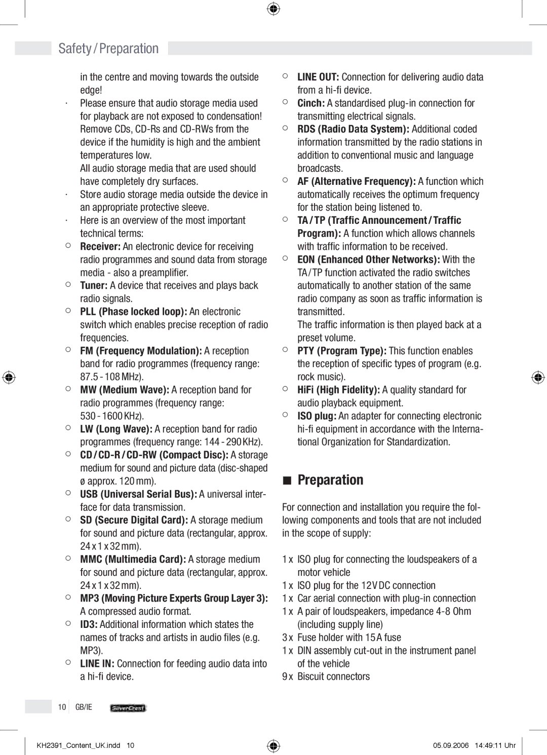 Kompernass KH 2391 operation manual Safety / Preparation 